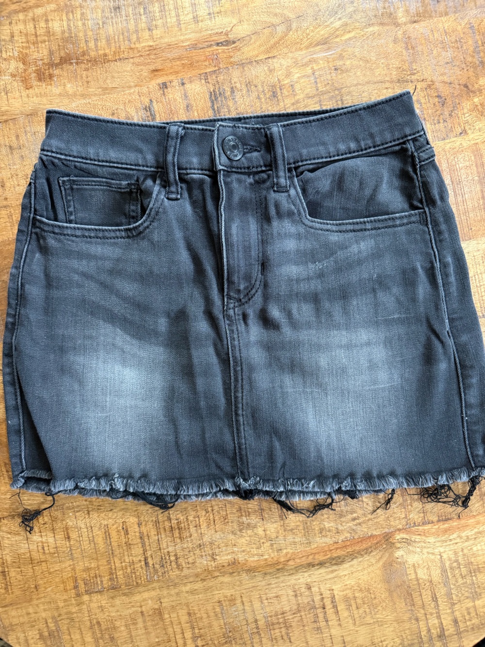 Express Black Washed Denim Mini Skirt